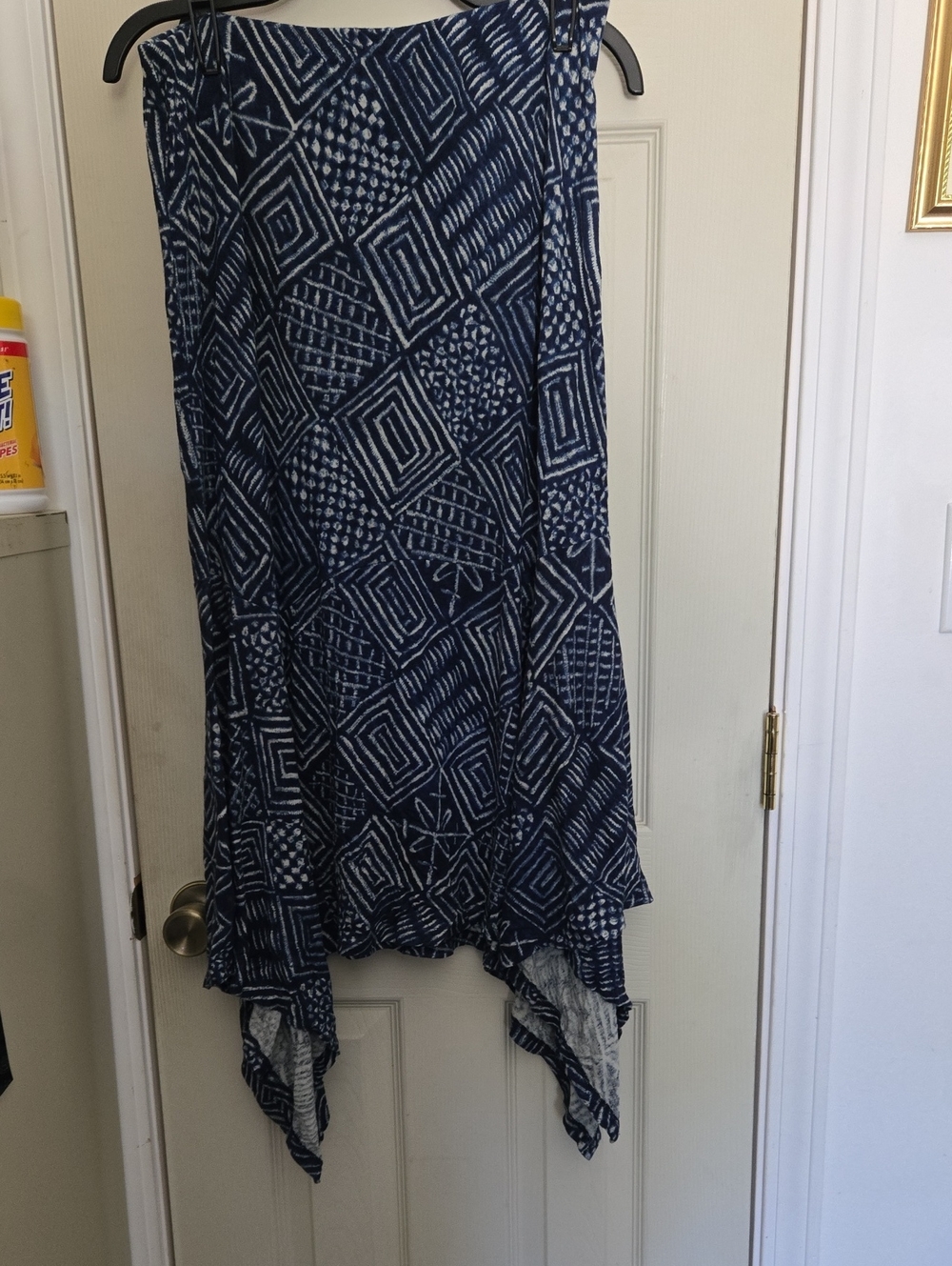 Lauren Ralph Lauren Navy and White Geometric High-Low Skirt